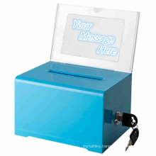 Blue Color Acrylic Coin Donation Containers for Sale